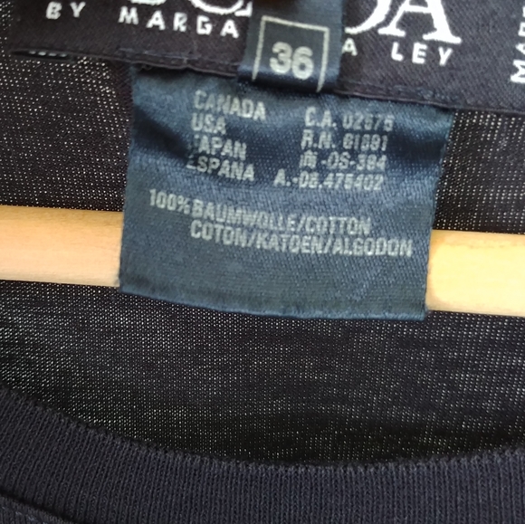 ESCADA Embroidered Dark Blue Cotton T-shirt Size Small Crewneck Top - Picture 10 of 12